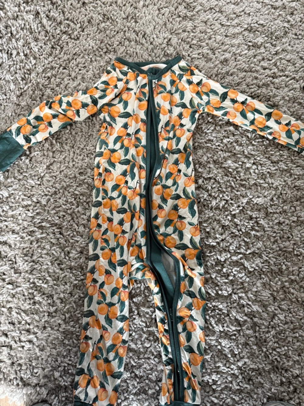 Little One Sleepies Orange & Green Fruit Print Zipper Footless Pajamas